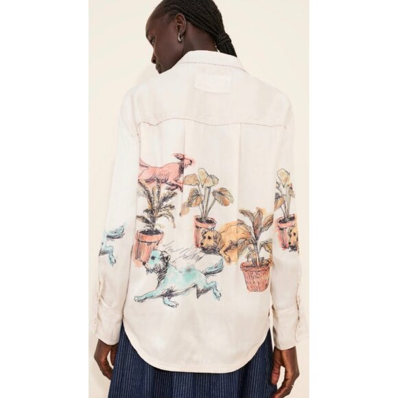 We The Free Watercolor Animal Print Button Down Size Small New With Tags - Picture 5 of 16